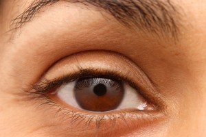 44170455 - closeup of an indian girl's eye and brow