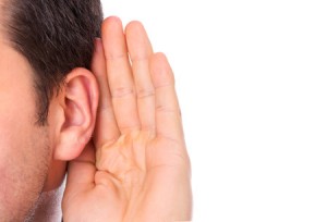 43279008 - ear listening secret isolated